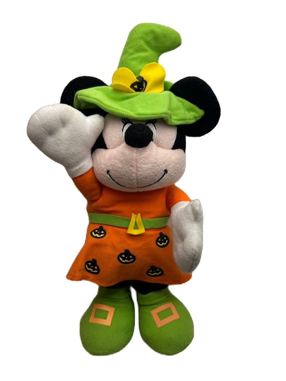 Disney Animated Dancing Halloween Minnie Mouse Plush in Orange & Green